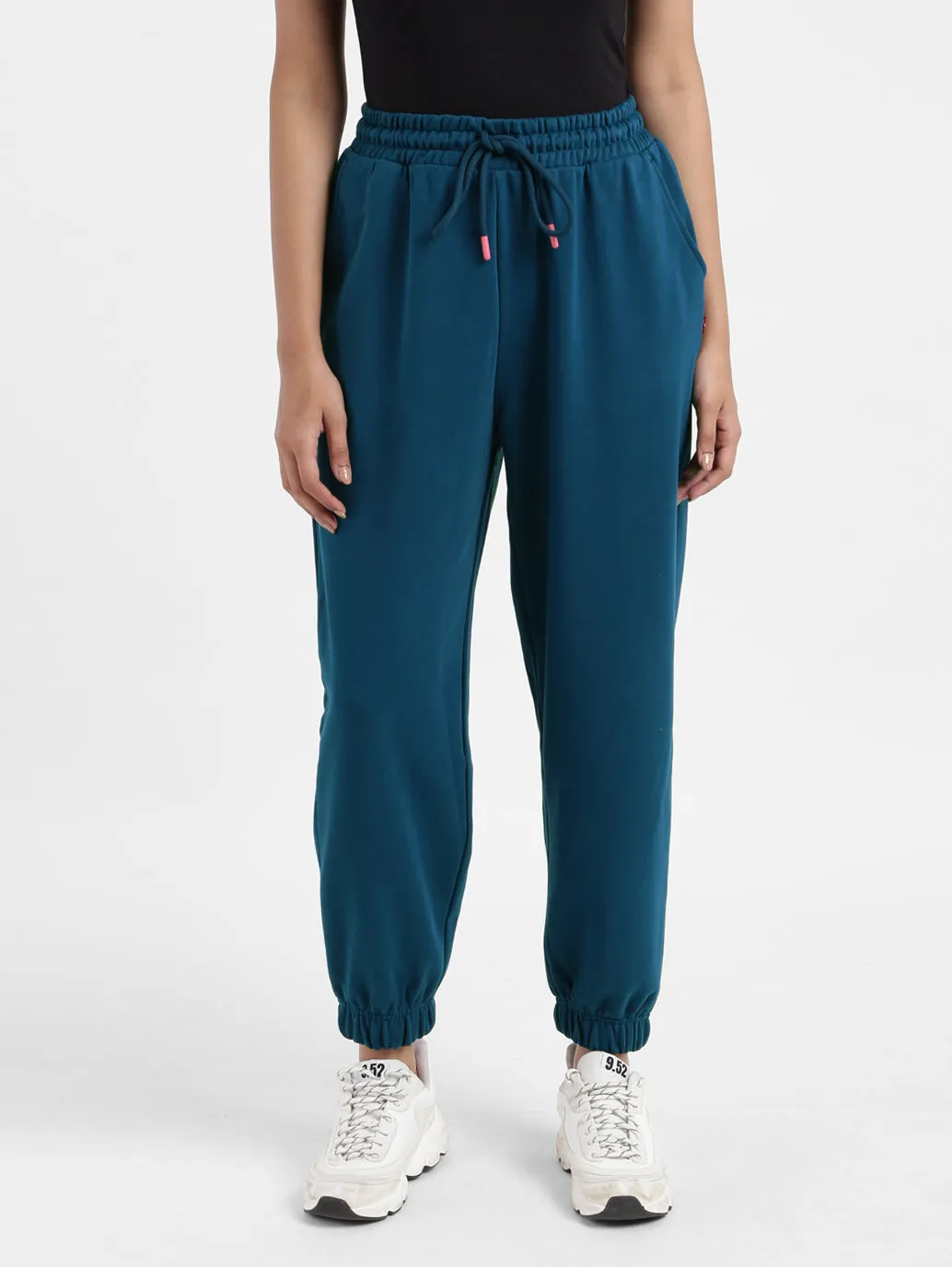 Women's Mid Rise Blue Regular Fit Joggers