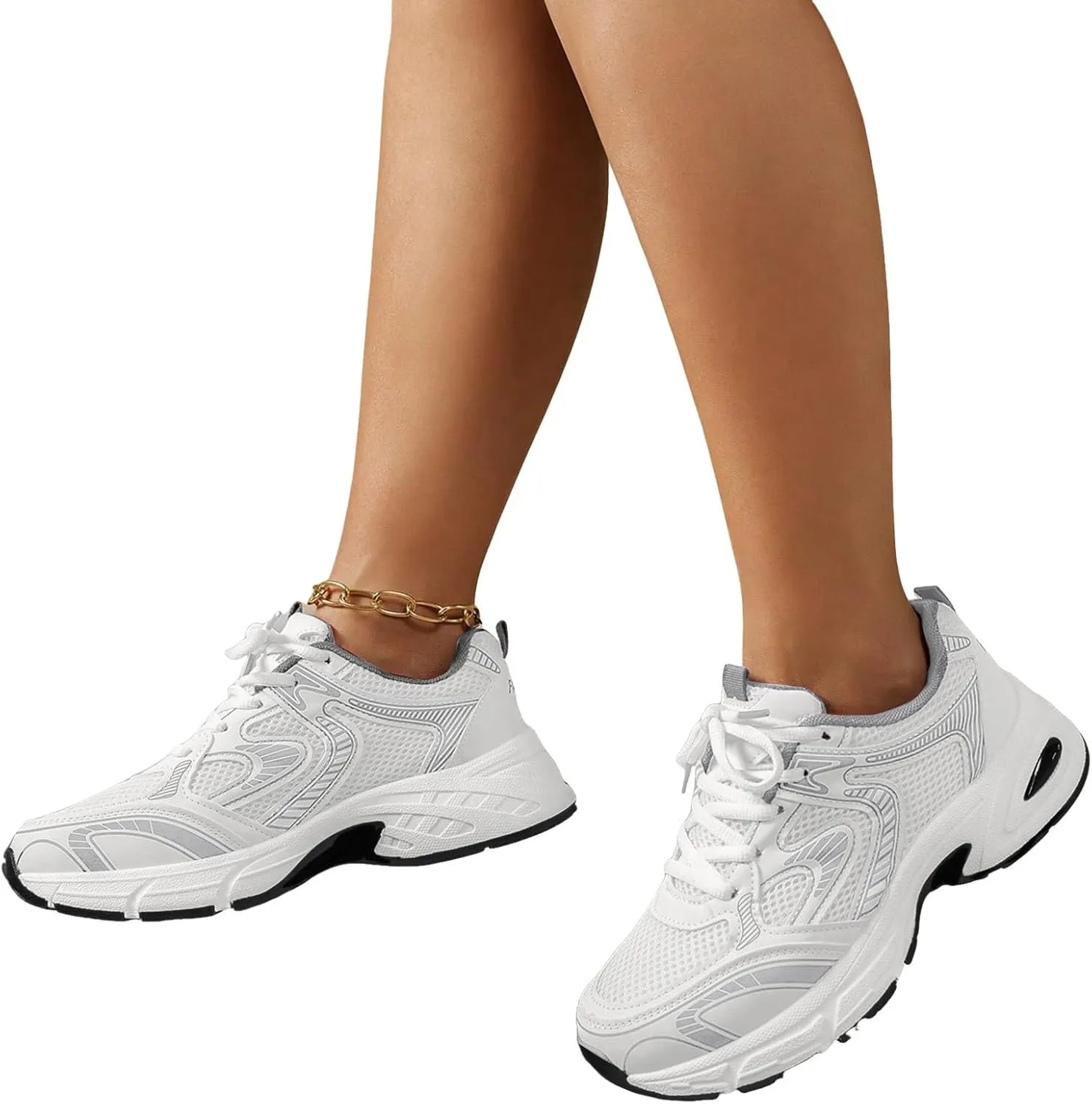 Womens Running Shoes Summer Breathable Lightweigt Cushioned Sneakers,Comfy Walking Shoes with Arch Support,Non Slip Thick Sole High Increasing Sneaker for Women Summer Workout Shoe Outdoor Hiking Gym