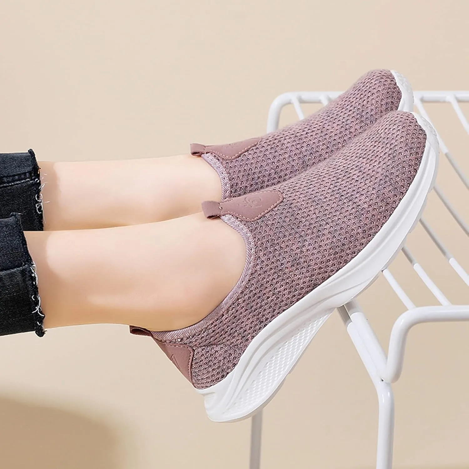 Womens Slip On Walking Shoes Lightweight Breathable Non Slip Non Slip Work Shoes Women Casual Women's Casual Shoes Waterproof Sneakers Tennis Shoe Cross Trainer Shoe