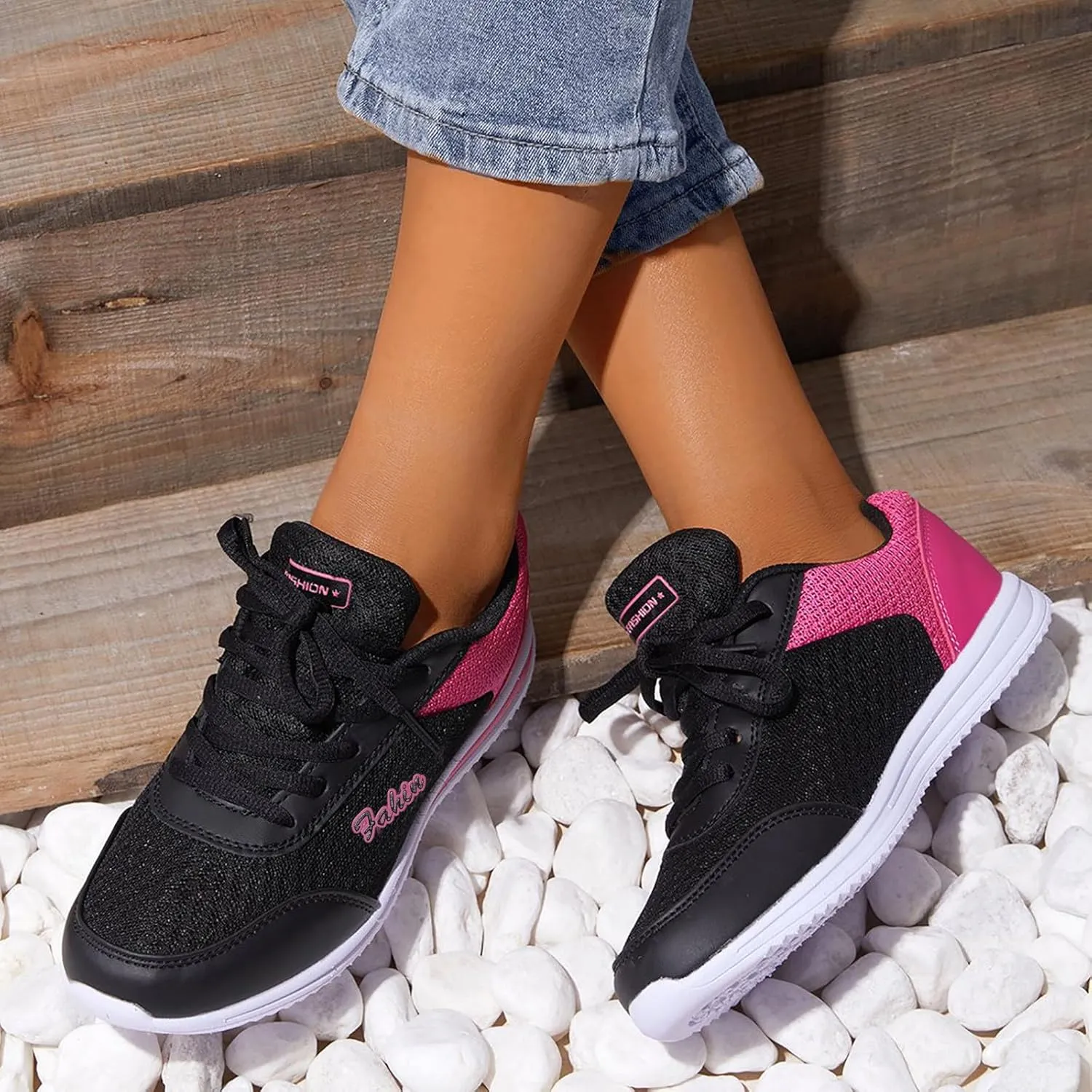 Womens Sneakers Air Cushion Running Shoes Lace Up Walking Shoes Women Workout Business Casual Shoes Waterproof Sneakers Tennis Shoe Cross Trainer Shoe