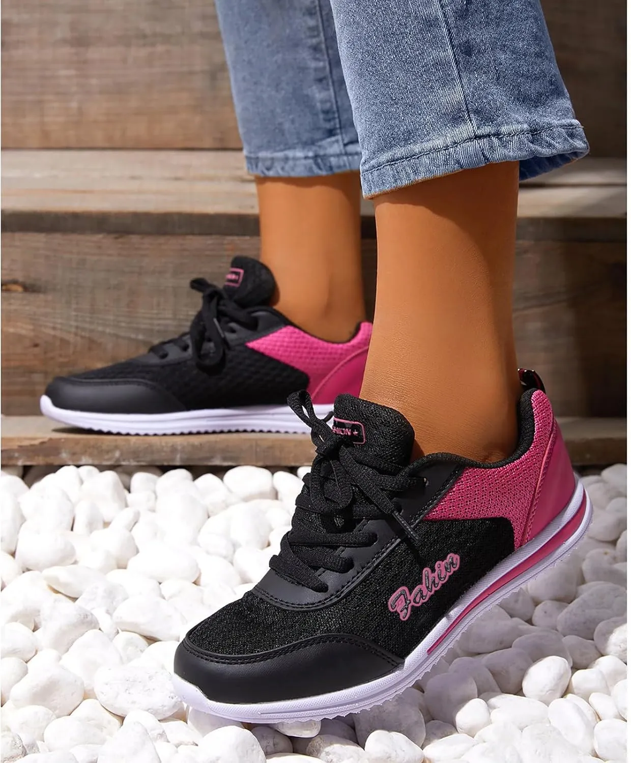 Womens Sneakers Air Cushion Running Shoes Lace Up Walking Shoes Women Workout Business Casual Shoes Waterproof Sneakers Tennis Shoe Cross Trainer Shoe