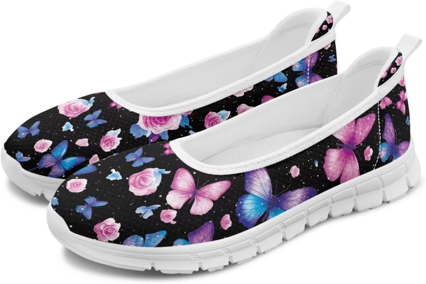 Women's Walking Loafers Slip On Casual Comfortable Workout Shoes Light Elastic Outdoor Camping Shoe Size 6-11 White Sole