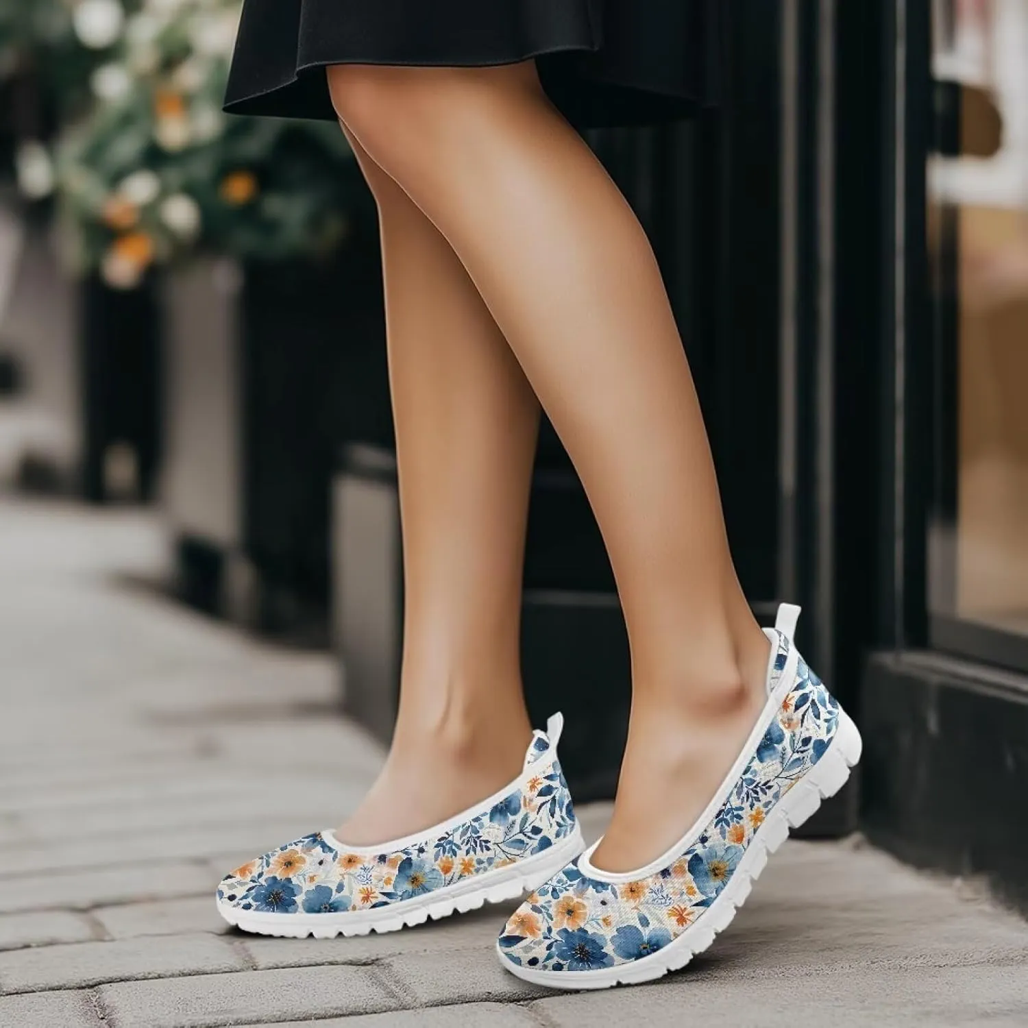 Women's Walking Loafers Slip On Casual Comfortable Workout Shoes Light Elastic Outdoor Camping Shoe Size 6-11 White Sole