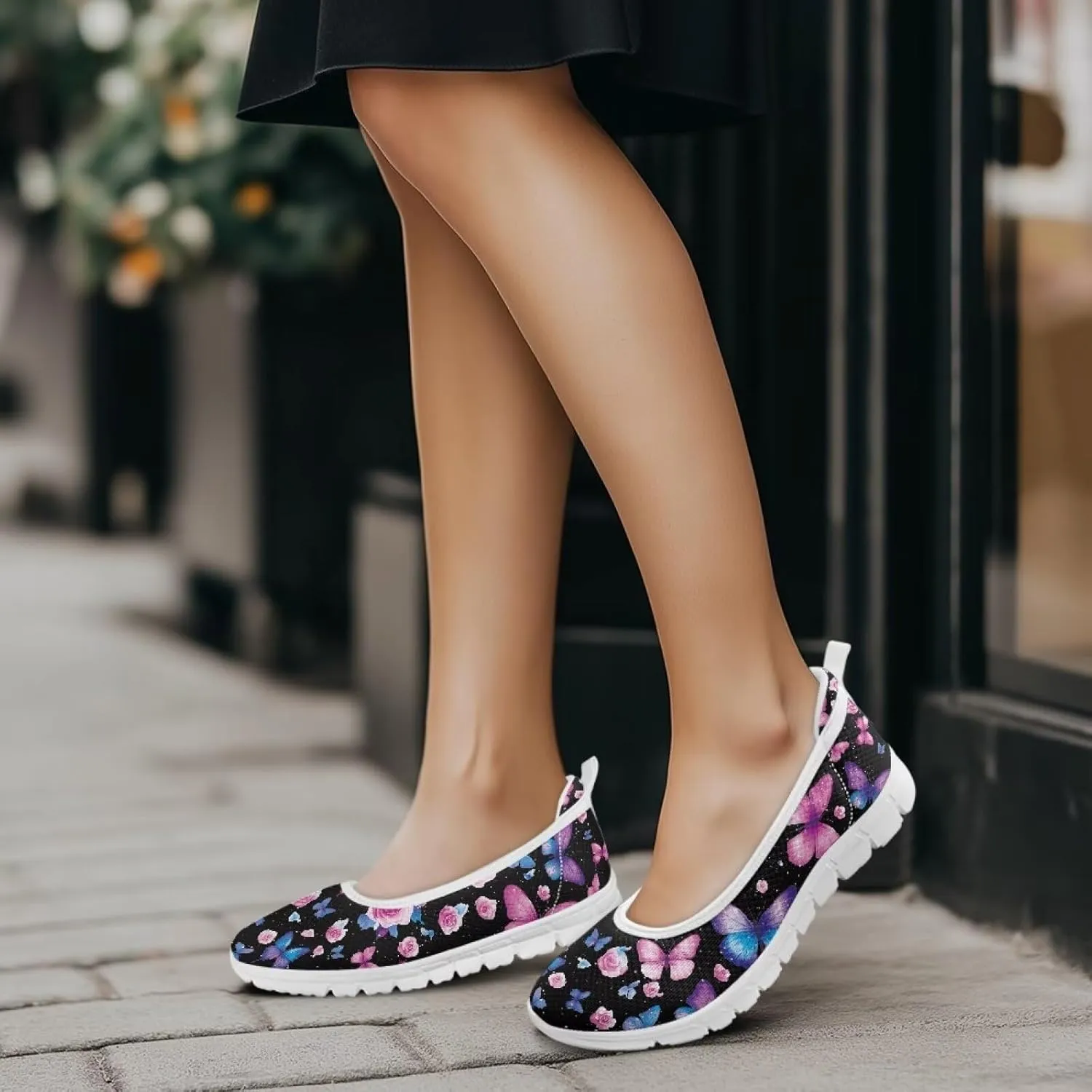 Women's Walking Loafers Slip On Casual Comfortable Workout Shoes Light Elastic Outdoor Camping Shoe Size 6-11 White Sole