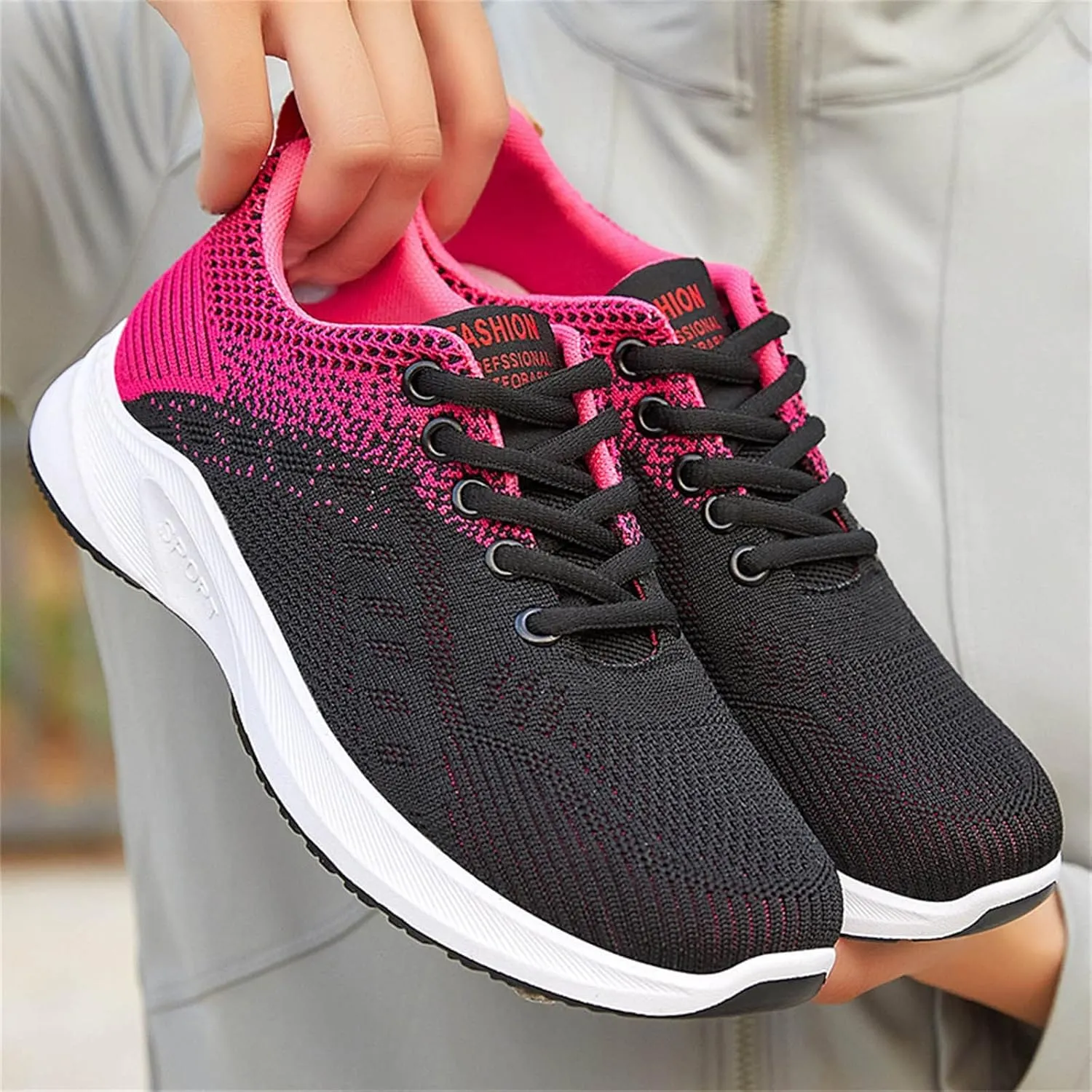 Womens Walking Shoes Lace Up Lightweight Memory Foam Cheer Mens Running Shoes Sports Shoes Casual Slip On Sneakers Platform Tennis Shoe Trainers Shoe