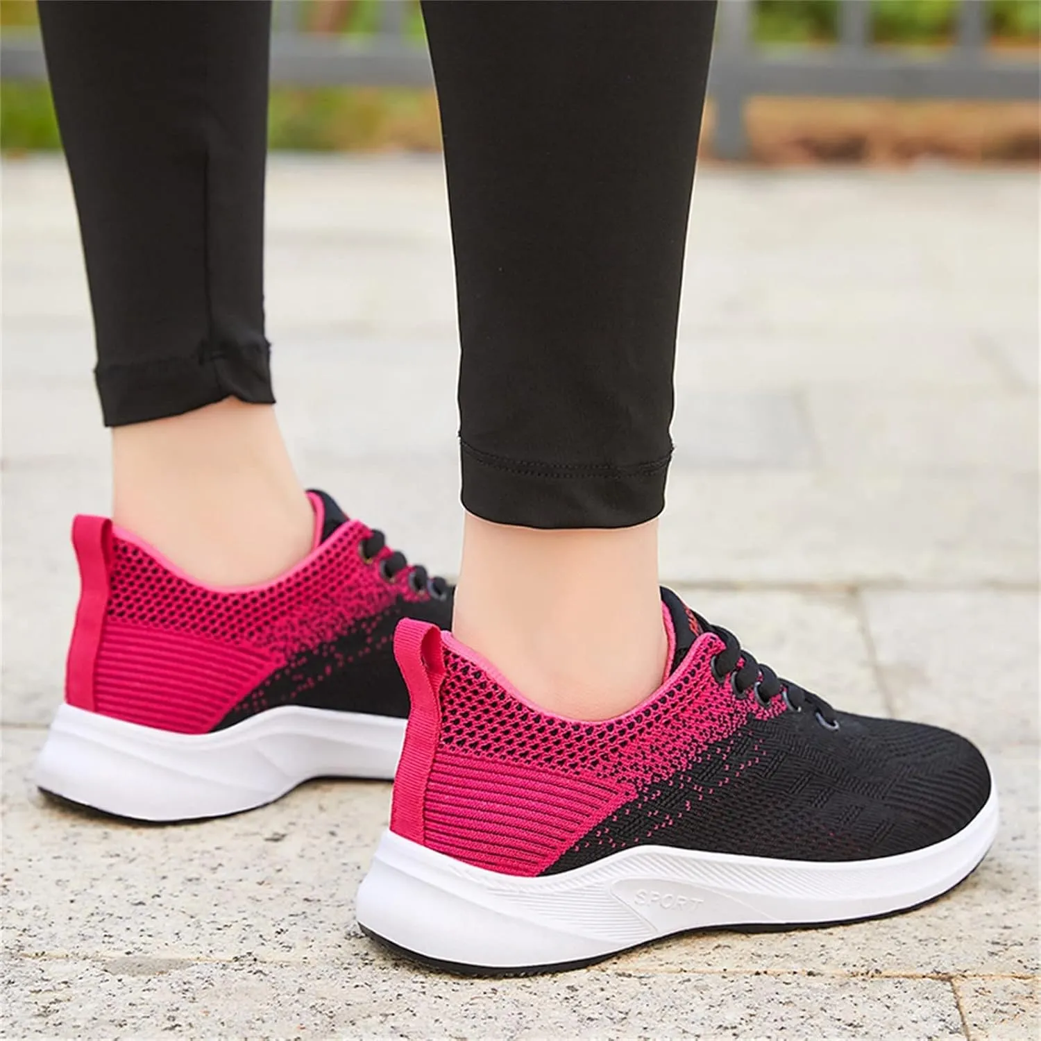 Womens Walking Shoes Lace Up Lightweight Memory Foam Cheer Mens Running Shoes Sports Shoes Casual Slip On Sneakers Platform Tennis Shoe Trainers Shoe