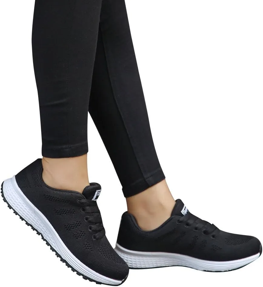 Womens Walking Shoes Lace Up Lightweight Memory Foam Cheer Non Slip Work Shoes Women Walking Shoes Casual Waterproof Sneakers Black Tennis Shoe Cross Trainer Shoe