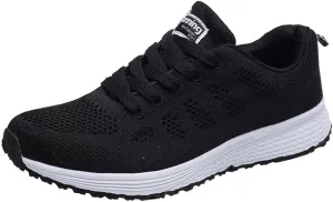 Womens Walking Shoes Lace Up Lightweight Memory Foam Cheer Non Slip Work Shoes Women Walking Shoes Casual Waterproof Sneakers Black Tennis Shoe Cross Trainer Shoe