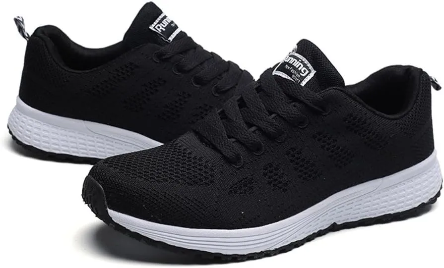 Womens Walking Shoes Lace Up Lightweight Memory Foam Cheer Non Slip Work Shoes Women Walking Shoes Casual Waterproof Sneakers Black Tennis Shoe Cross Trainer Shoe