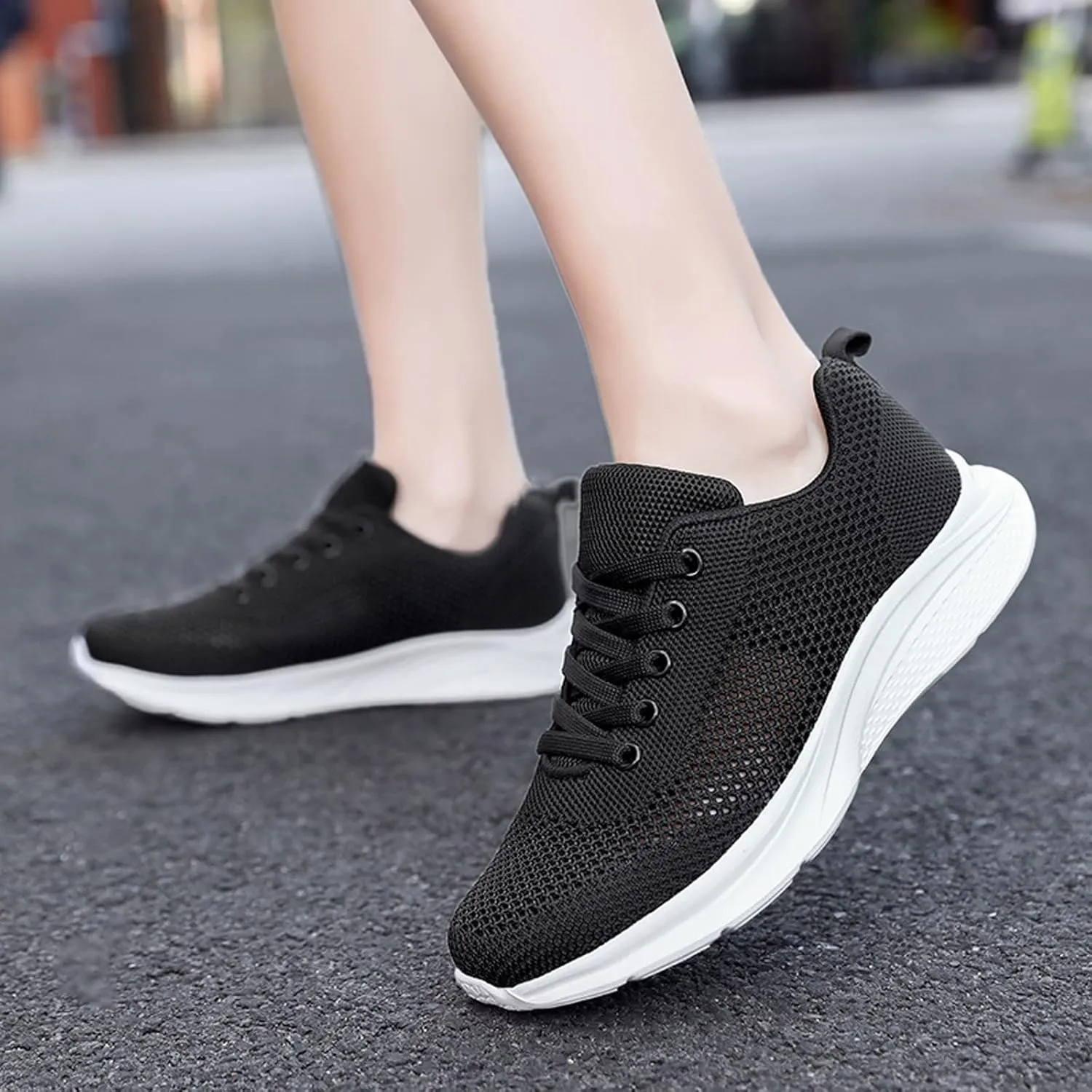 Womens Walking Shoes Lace Up Lightweight Memory Foam Cheer Slip On Shoes Women Workout Casual Work Shoes Women's Fashion Sneakers Steel Toe Tennis Shoe Cross Trainer Shoe
