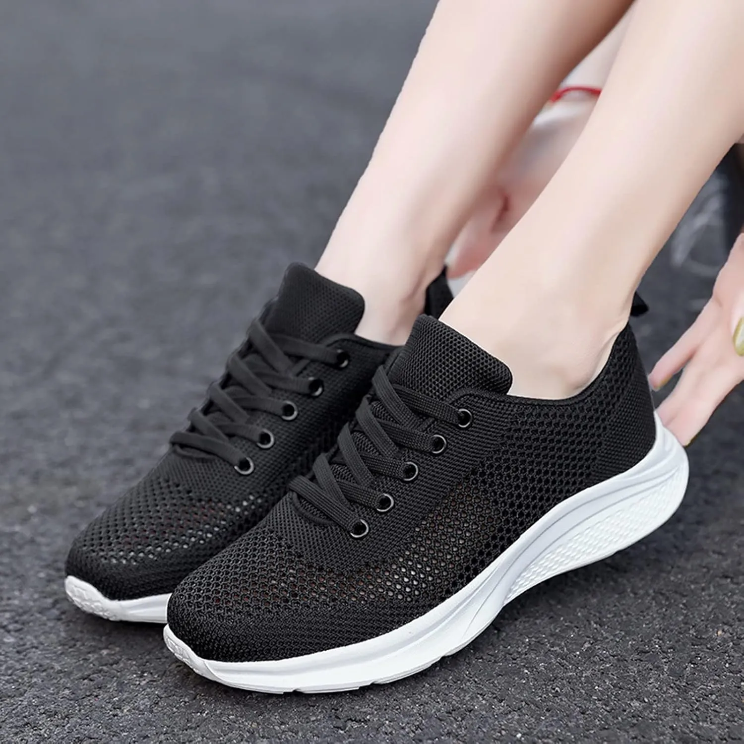 Womens Walking Shoes Lace Up Lightweight Memory Foam Cheer Slip On Shoes Women Workout Casual Work Shoes Women's Fashion Sneakers Steel Toe Tennis Shoe Cross Trainer Shoe