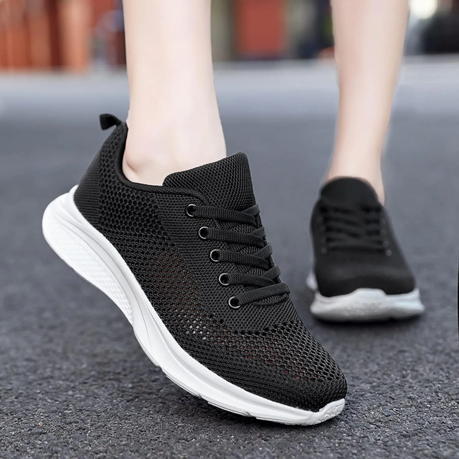 Womens Walking Shoes Lace Up Lightweight Memory Foam Cheer Slip On Shoes Women Workout Casual Work Shoes Women's Fashion Sneakers Steel Toe Tennis Shoe Cross Trainer Shoe