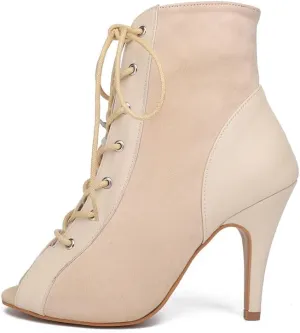 YKXLM Ballroom Dance Shoes for Women Latin Salsa Performance Professional Suede Dance Boots