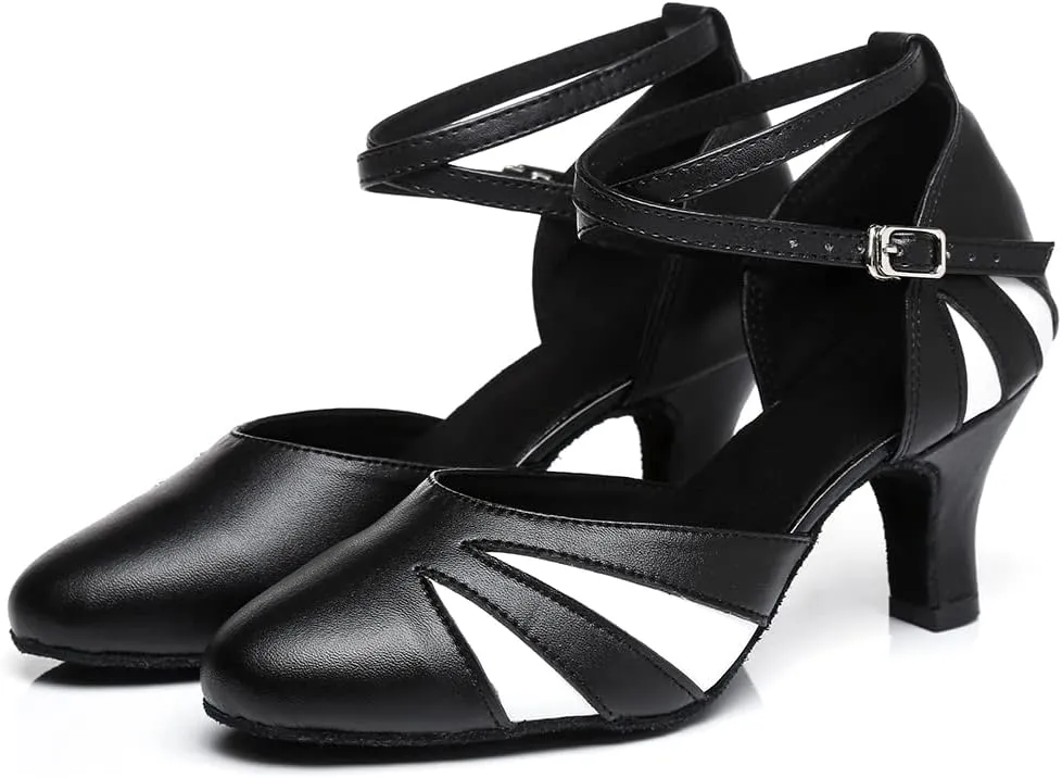 YKXLM Closed Toe Dance Shoes for Women Latin Salsa Performance Professional Ballroom Dance Shoes,Model L474
