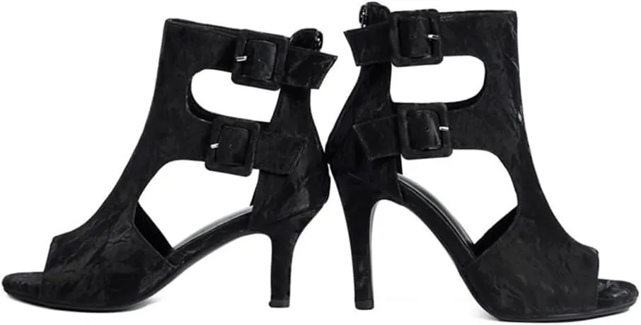 YKXLM Open Toe Booties Latin Dance Heel for Women Ballroom Dance Shoes,3892
